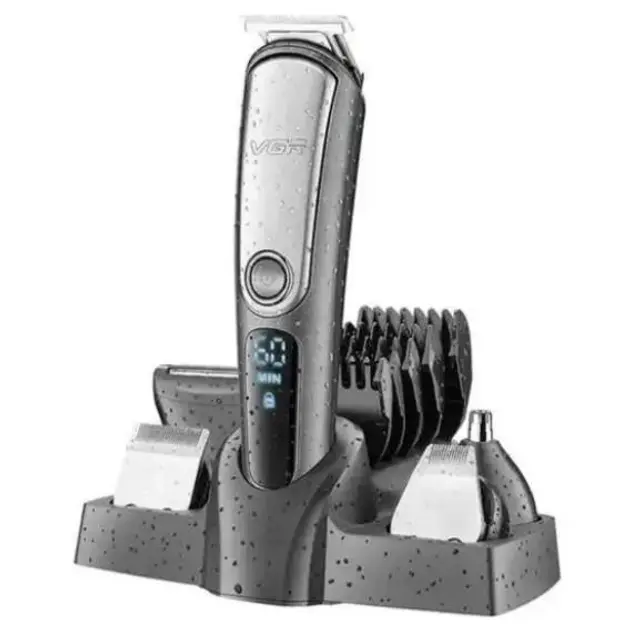 Машинка для стрижки волосся VGR V-105 тример для вусів та бороди з насадками 5в1 - Зображення 3