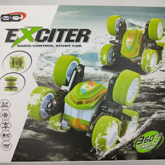 Машинка-перевертень на радіокеруванні Stunt car exciter Зелена - Зображення 2