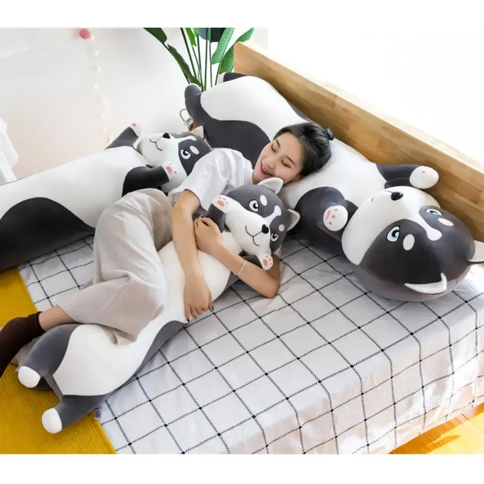 М'яка іграшка подушка довгий Хаскі антистрес подушка сірий 150 см - Зображення 5