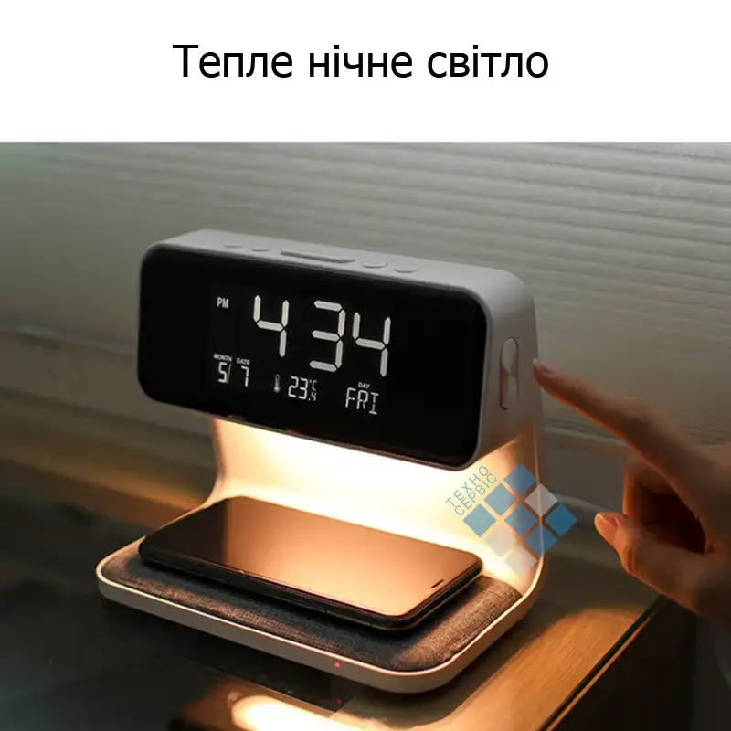 Будильник Holdmay KP-626 із бездротовою зарядкою LED - Зображення 2