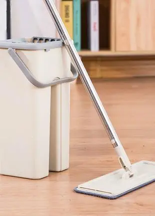 Швабра з відром і самовіджимом , Spin Mop Scratch Cleaning 360, швабра ледарка 6 л - Зображення 2
