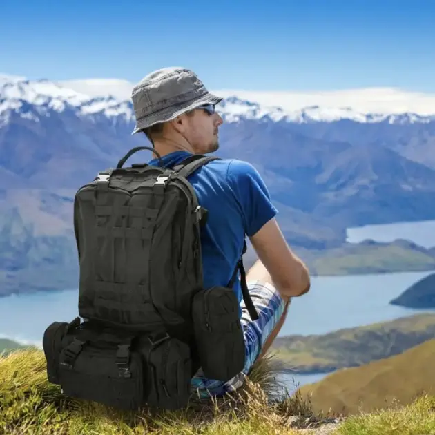 Хакі Рюкзак тактичний з підсумками Eagle B08 55 літр / Військовий, штурмовий / Вірменський - Зображення 4