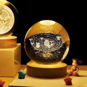 Світлодіодна кришталева куля, декоративна універсальна 3D нічниця, кришталева куля “Сонячна система”