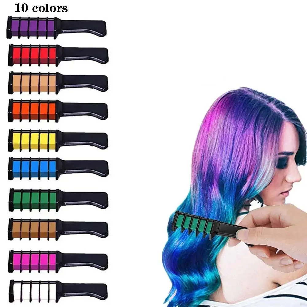 Набір крейди для волосся 10 шт Hair chalk Різнокольорові барвники гребінець для дітей та дорослих - Зображення 4