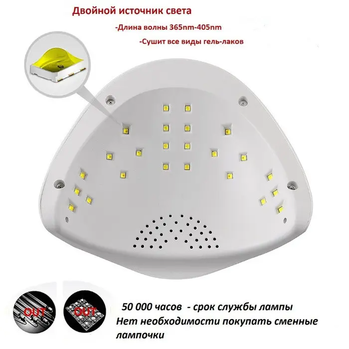 Світлодіодна лампа для манікюру SUN 5 48W з дисплеєм та сенсором, UV лампа - Зображення 2