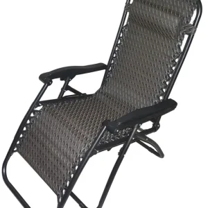 чорний Садове Крісло Шезлонг до 120 кг Складаний Шезлонг для Дачі Zero Gravity XXL (з підстакаником)