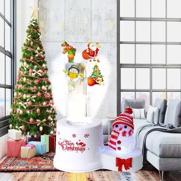 Світлодіодний новорічний проектор - нічник із фігуркою сніговика 1367-2 - Зображення 3