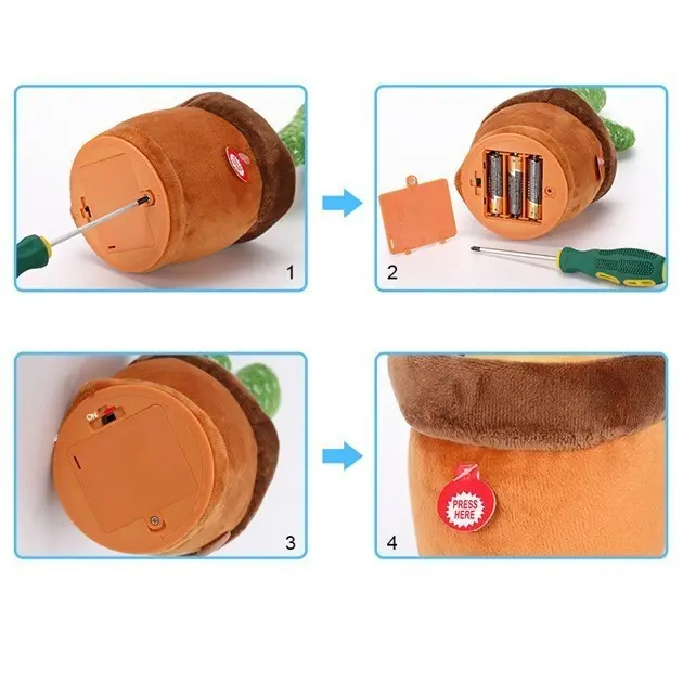 Кактус що танцює, світло-музична іграшка , Dancing Cactus TikTok кактус у вазоні 34 см - Зображення 2