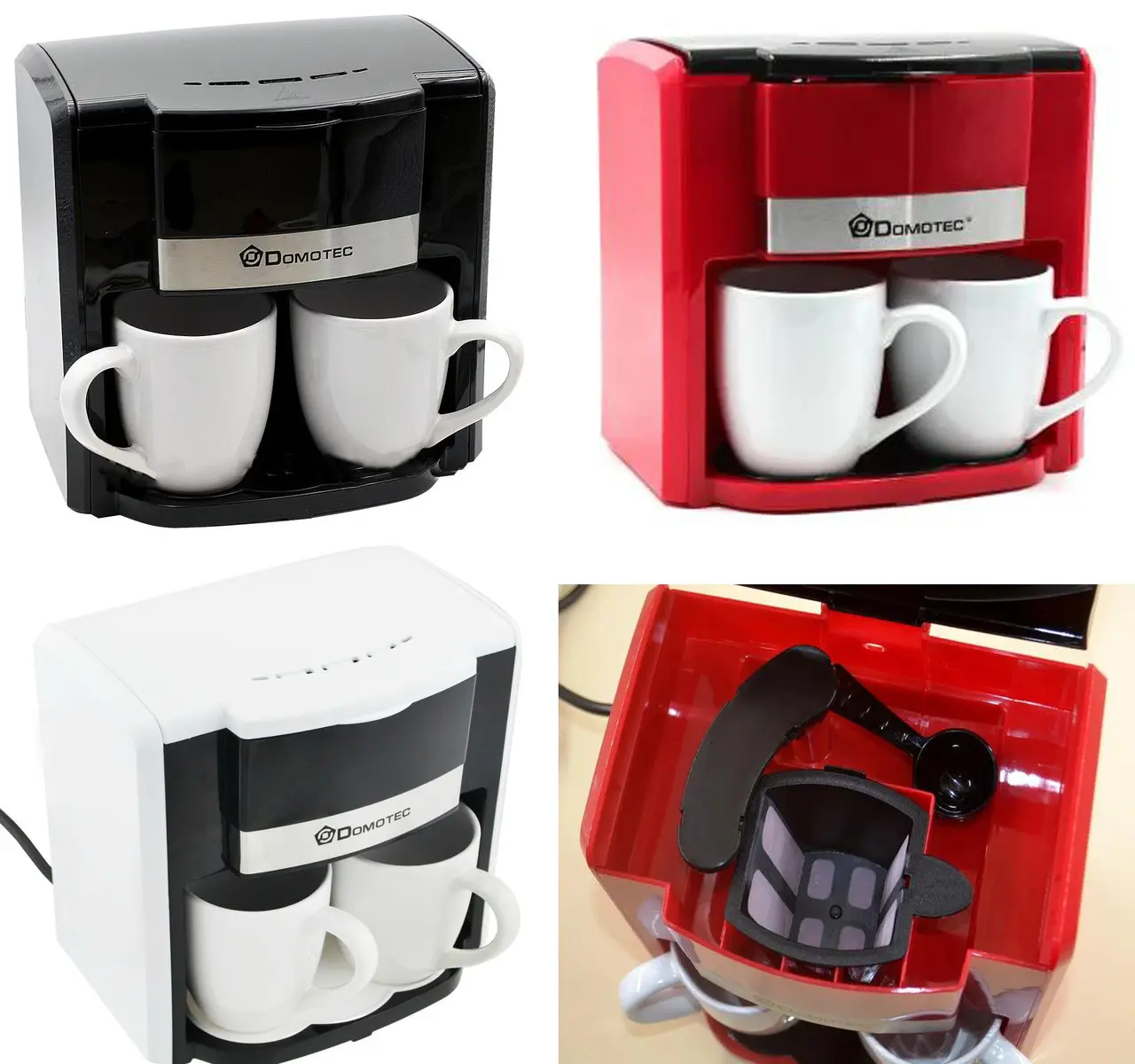Кавоварка Domotec MS-0705 Red + 2 керамічні чашки - Зображення 3