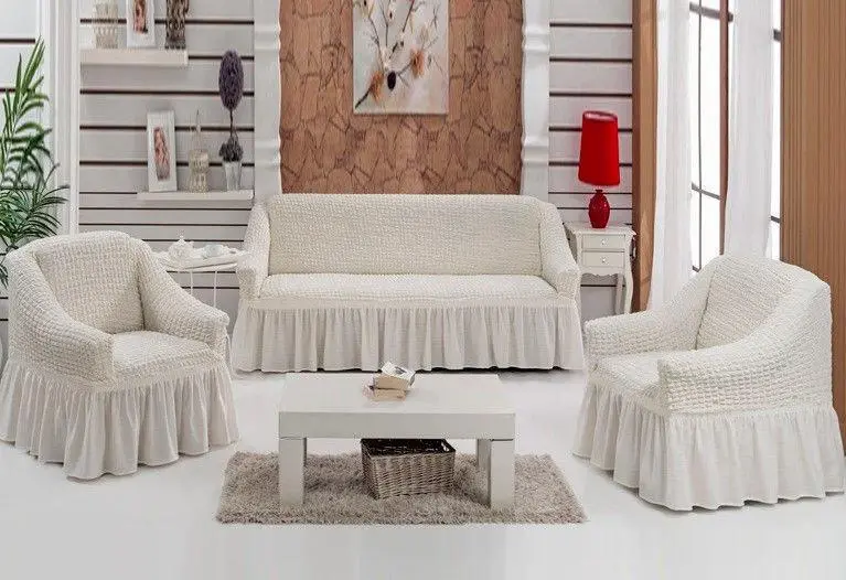 Натяжний чохол на диван та два крісла Туреччина, Універсальний чохол, накидка на диван - Зображення 3