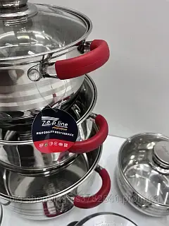 чорний Набір посуду Zepline ZP-115 із нержавіючої сталі на 12 предметів - Зображення 6