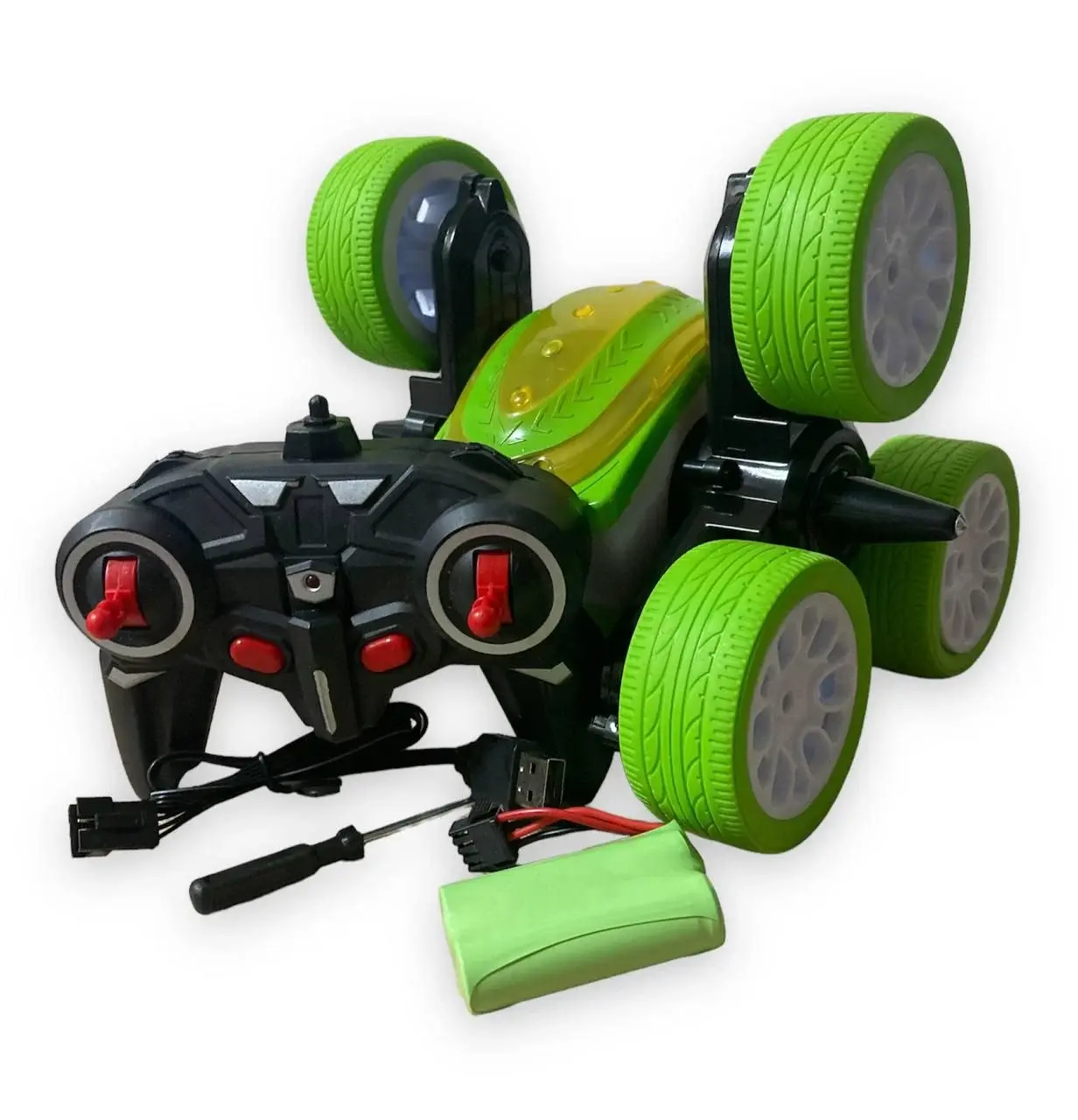 Машинка-перевертень на радіокеруванні Stunt car exciter Зелена - Зображення 4