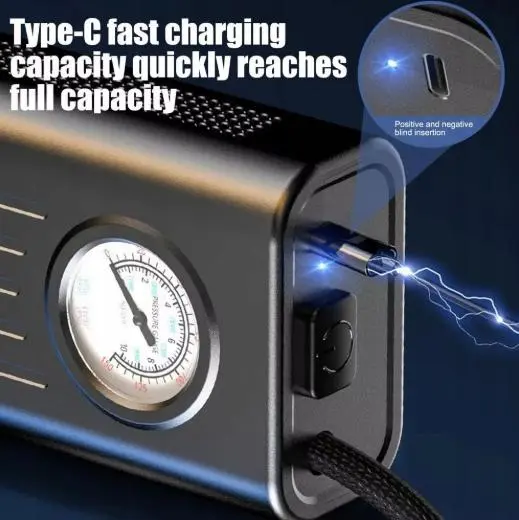 Портативний автомобільний компресор AND1322, насос від прикурювача 12V з манометром - Зображення 6