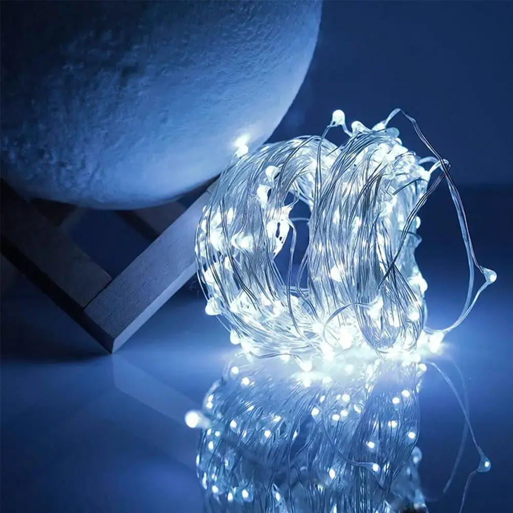 Гірлянда світлодіодна нитка роса 10м білий холодний білий - Зображення 3