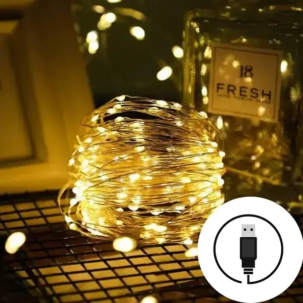 Гірлянда нить USB світлодіодна для дому Роса Теплий білий 10 м - Зображення 2