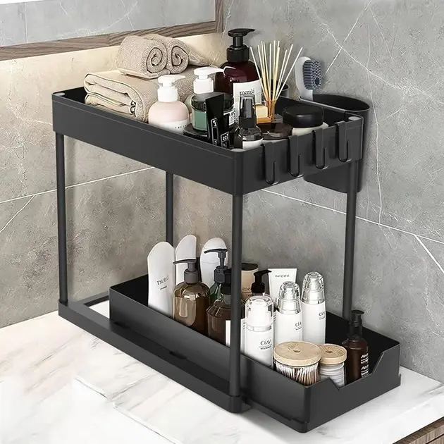 Органайзер дворівневий з висувним ящиком для зберігання та гачками - Зображення 2