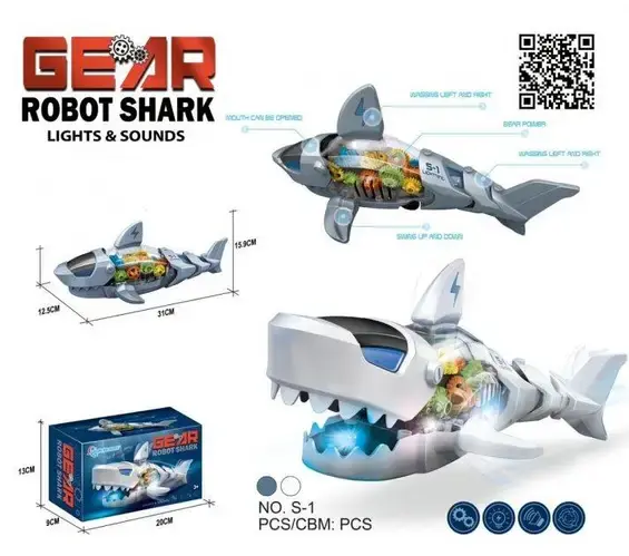 Музична іграшка акула (їздить, шестерні, рухомі частини, звук, світло) S-2А - Зображення 6