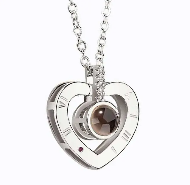 Кулон підвіска з проекцією I love you Я тебе люблю 100 мовами світу у формі серця - Зображення 9