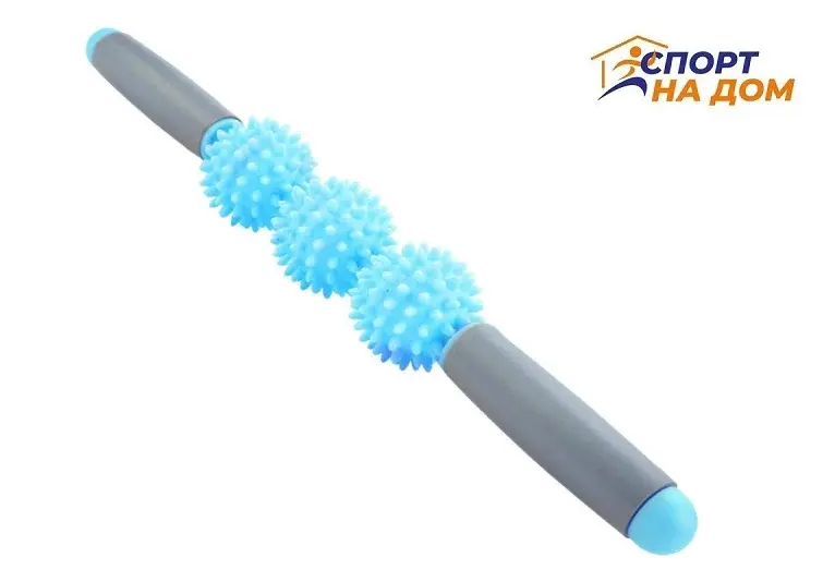 Ролик масажний для йоги масажер для спини валик для фітнесу Massage stick AND 5284 (Кульки 3 шт) - Зображення 8