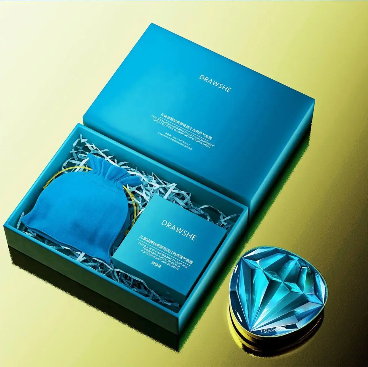 Триколірний кушон для обличчя + спонжик 10мл, Drawshe / Зволожуючий тональний крем кушон / Крем пудра кушон - Зображення 3