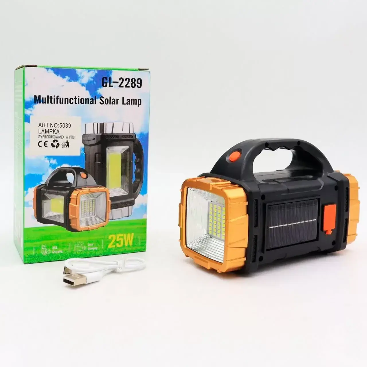 Переносний ліхтар із сонячною панеллю та повербанком 25Вт, 1500mAh GL-2289 / Ручний LED світильник - Зображення 4