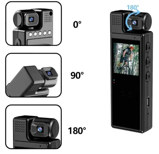 Відеокамера нагрудна Wi-Fi акумуляторна боді камера з дисплеєм 1.3 дюйма реєстратор з фіксацією кліпсою UKC L9 - Зображення 5