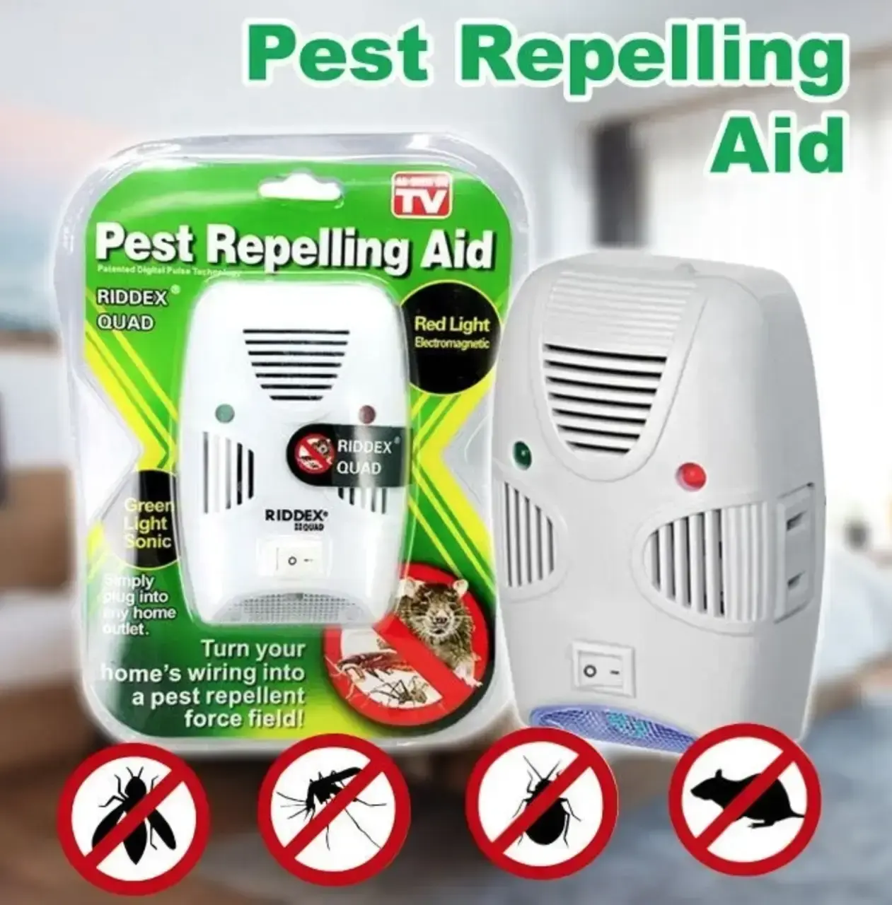 Ультразвуковий відлякувач мишей комах Pest Repelling Aid Riddex, Електромагнітний відлякувач гризунів - Зображення 3