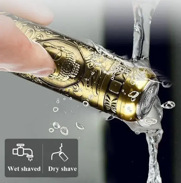 Акумуляторна міні бритва металева дорожня USB електробритва бездротова роторна Mini Shaver Alstow NS-701