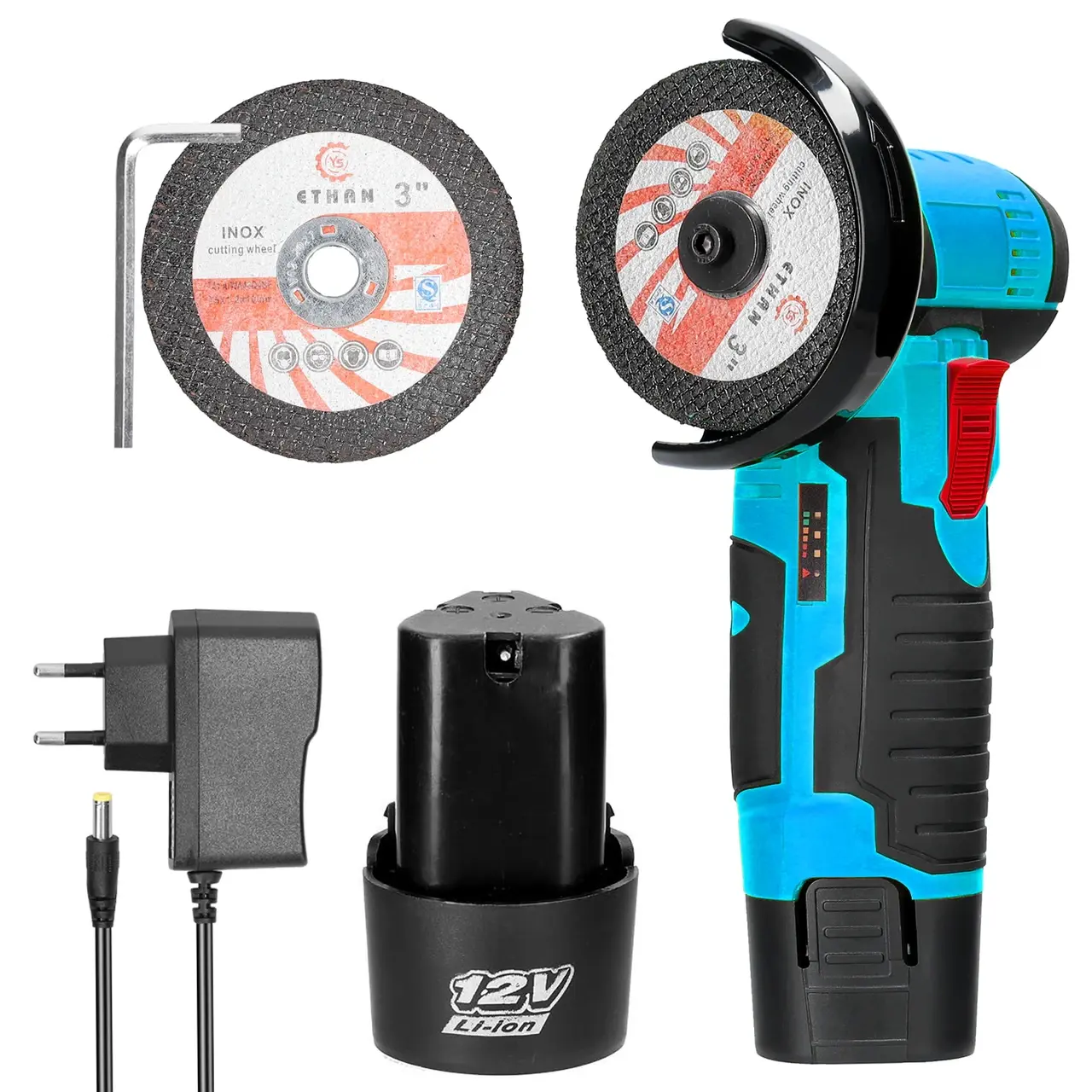 Кутова шліфувальна машина з літієвою батареєю, 19500 об/хв(болгарка) - Зображення 3