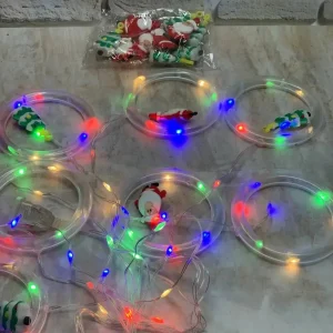 Гірлянда штора “Круги та кулі” 3м (ялинка, сніговик, дід мороз, олень, шапка)