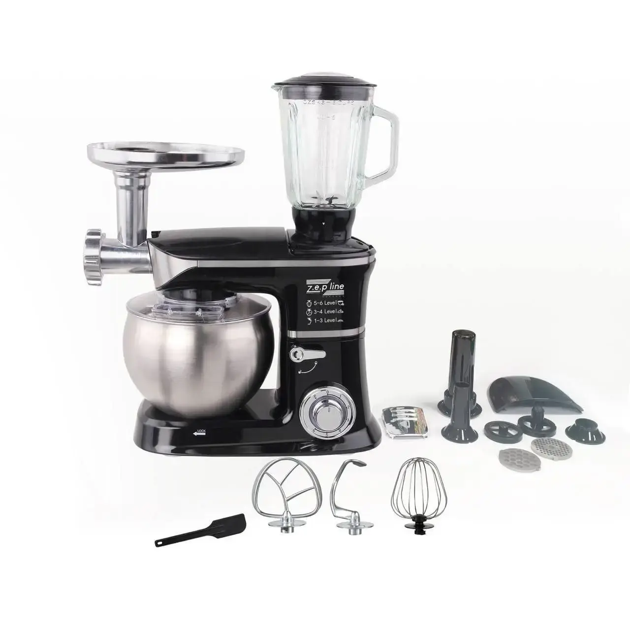 Кухонний комбайн 4в1 (тістоміс, м'ясорубка, блендер, міксер) Zepline ZP-072 3200W - Зображення 3