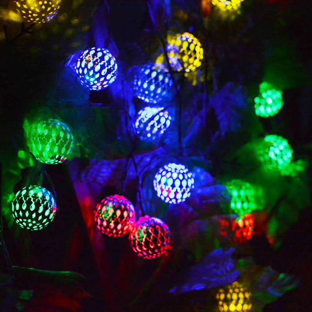 Гірлянда світлодіодна Кулька металева золота, 20 LED, Мультицвет - Зображення 6