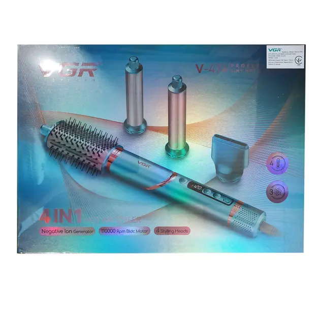 зелений Фен стайлер VGR V 474 4 в 1 фен для волосся 4 насадки 1400 Вт швидке сушіння укладання об'єм випрямлення завивка - Зображення 3