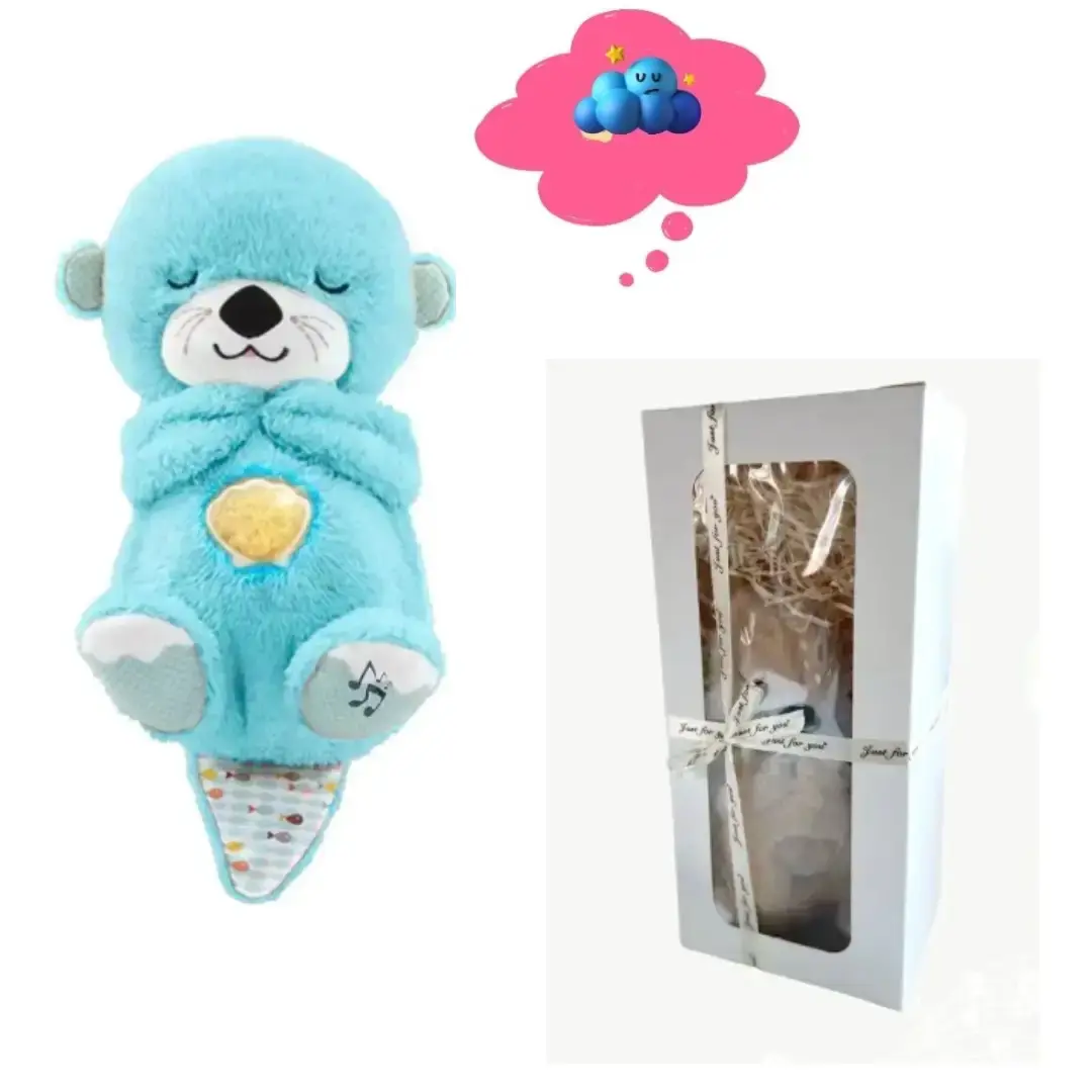 блакитна Дихаюча плюшева іграшка видра зі світлом та звуком - Зображення 2