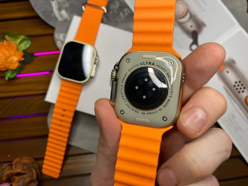 Помаранчеві Смарт годинник L8 Ultra Max 49 mm 1:1 Apple Watch! AMOLED.Преміум якість. Є гвинти та фіксатор ремінця - Зображення 2