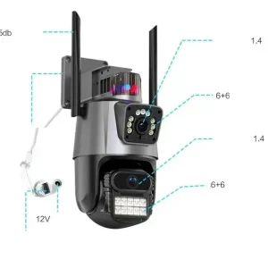 Вулична охоронна поворотна WIFI камера Dual Lens Zoom 8MP сирена, зум, віддаленим доступом онлайн