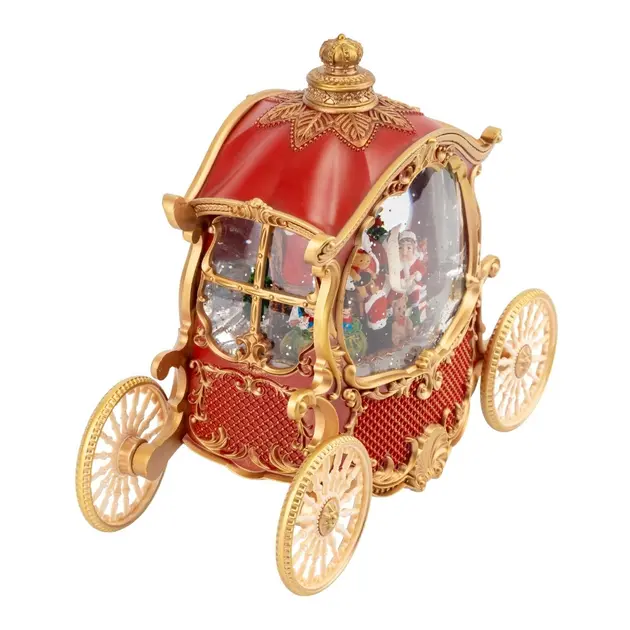 Новорічний ліхтар із підсвічуванням та музикою Санта в кареті 22х26 см - Зображення 2