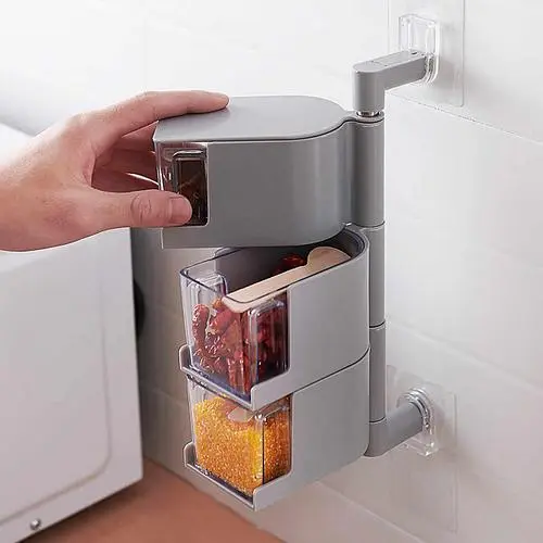 Модульна полиця для спецій настінна з поворотними контейнерами - Зображення 6