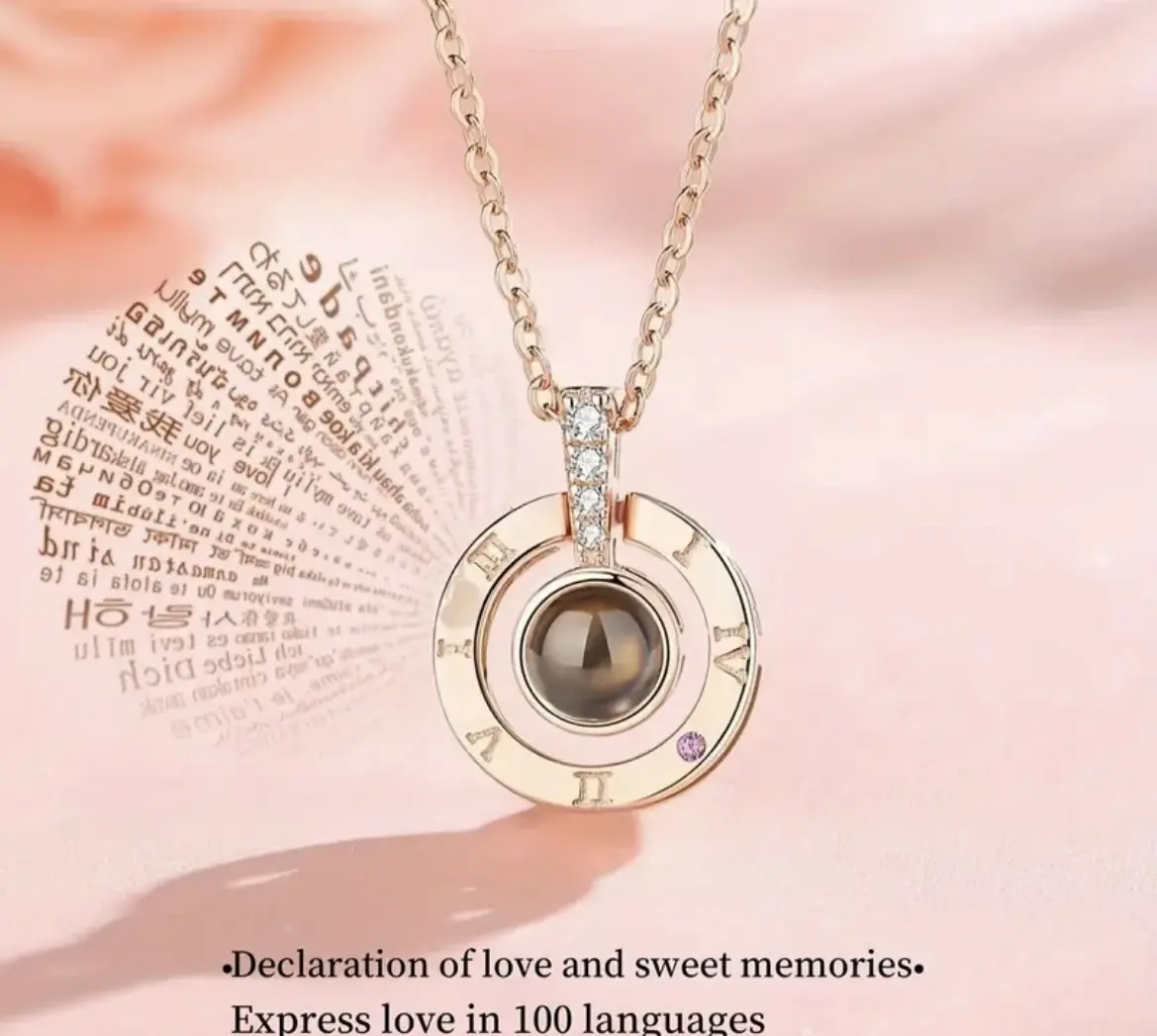 New Кулон підвіска з проекцією I love you Я тебе люблю 100 мовами світу у формі серця - Зображення 5