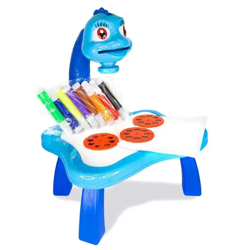 Блакитний Дитячий стіл проектор для малювання з підсвічуванням Projector Painting 24 Деталі - Зображення 2