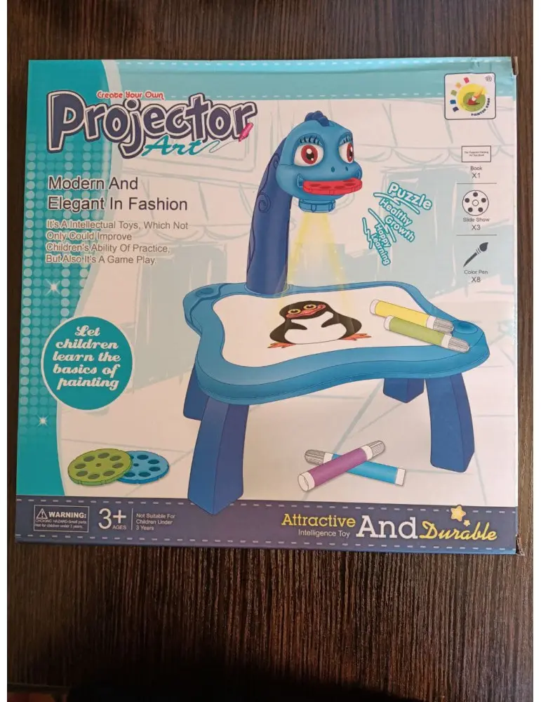 Блакитний Дитячий стіл проектор для малювання з підсвічуванням Projector Painting 24 Деталі - Зображення 6