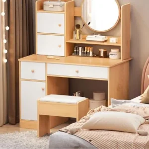 Стіл для макіяжу з LED дзеркалом STL-MD 74 (Г40/Ш80/В127, КОРИЧНЕВО-БІЛИЙ)