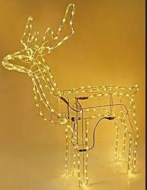 Теплий білий Вуличний новорічний олень із дюралайту з поворотом голови великий 115 см від мережі