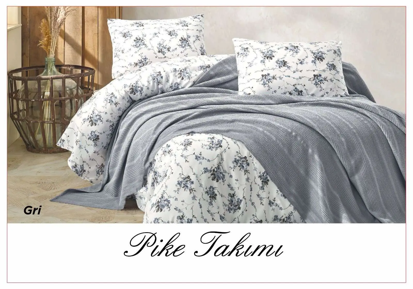 Постільна білизна з вафельним покривалом La Villa Mavi Бузковий - Зображення 7