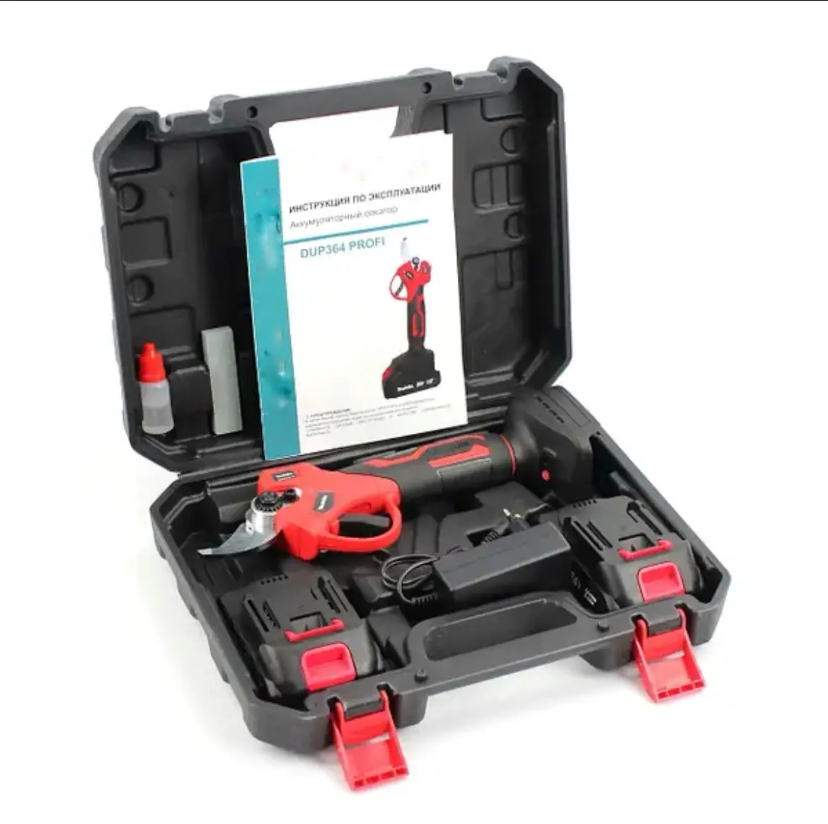 Акумуляторний секатор (24V, 5AH), АКБ секатор електричні садові ножиці червоний - Зображення 4