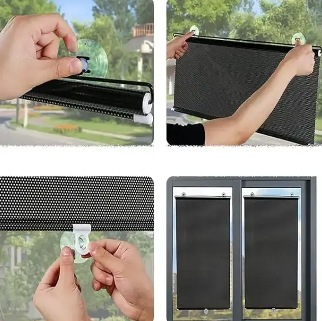 Рулонна сонцезахисна шторка на пластикові вікна 40*125 см, Чорна - Зображення 4