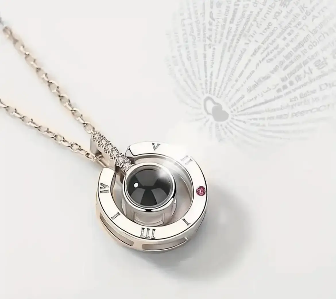 New Кулон підвіска з проекцією I love you Я тебе люблю 100 мовами світу у формі серця - Зображення 8