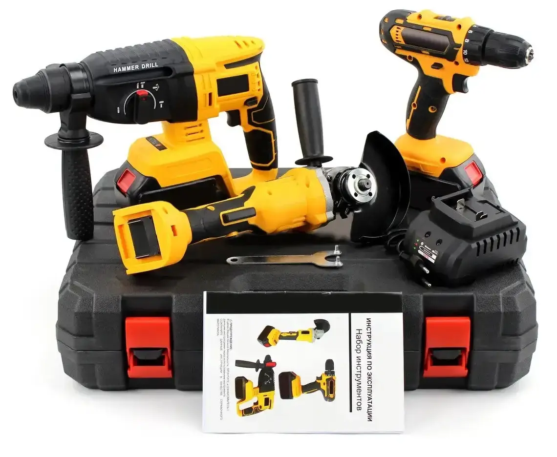 Набір акумуляторних електроінструментів 3 у 1 | Перфоратори | Болгарка - Зображення 3