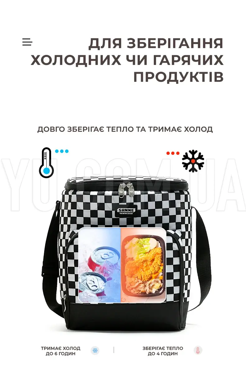 Термосумка для транспортування холодних та гарячих продуктів, напоїв GP 4338 сумка-холодильник 13 л - Зображення 2