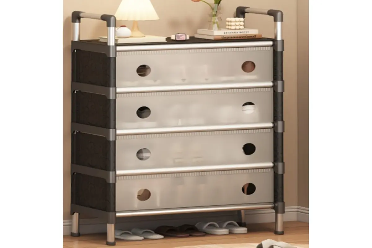 Полиця для взуття SKLM-33-LT6205 чорна-біла 4 полиці